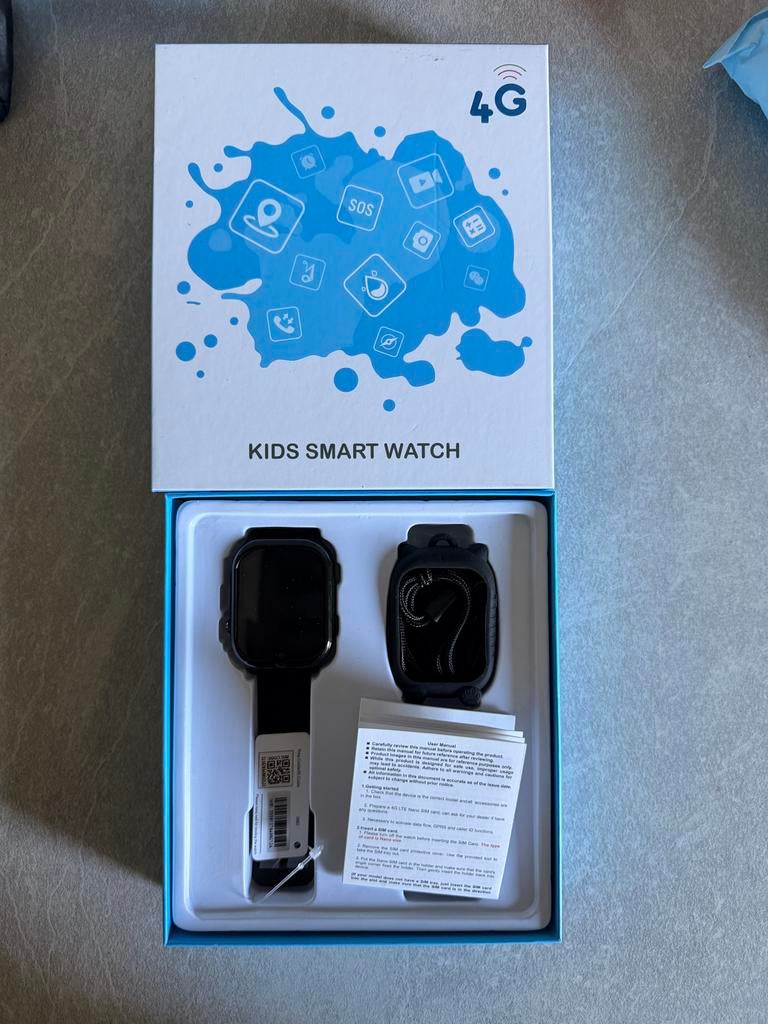 LEXO GPS Horloge Kids Smartwatch 4G Zwart, Sieraden, Tassen en Uiterlijk, Horloges | Kinderen, Ophalen of Verzenden, Nieuw, Zwart