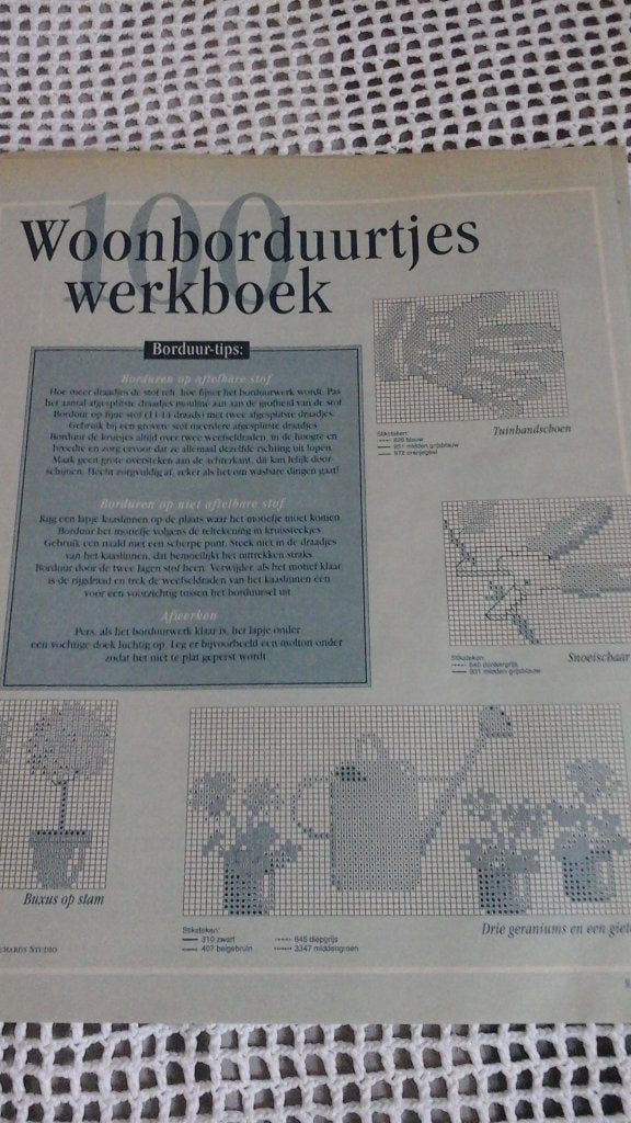 Woonborduurtjes werkboek, patronen, Hobby en Vrije tijd, Ophalen of Verzenden, Zo goed als nieuw, Handborduren, Patroon