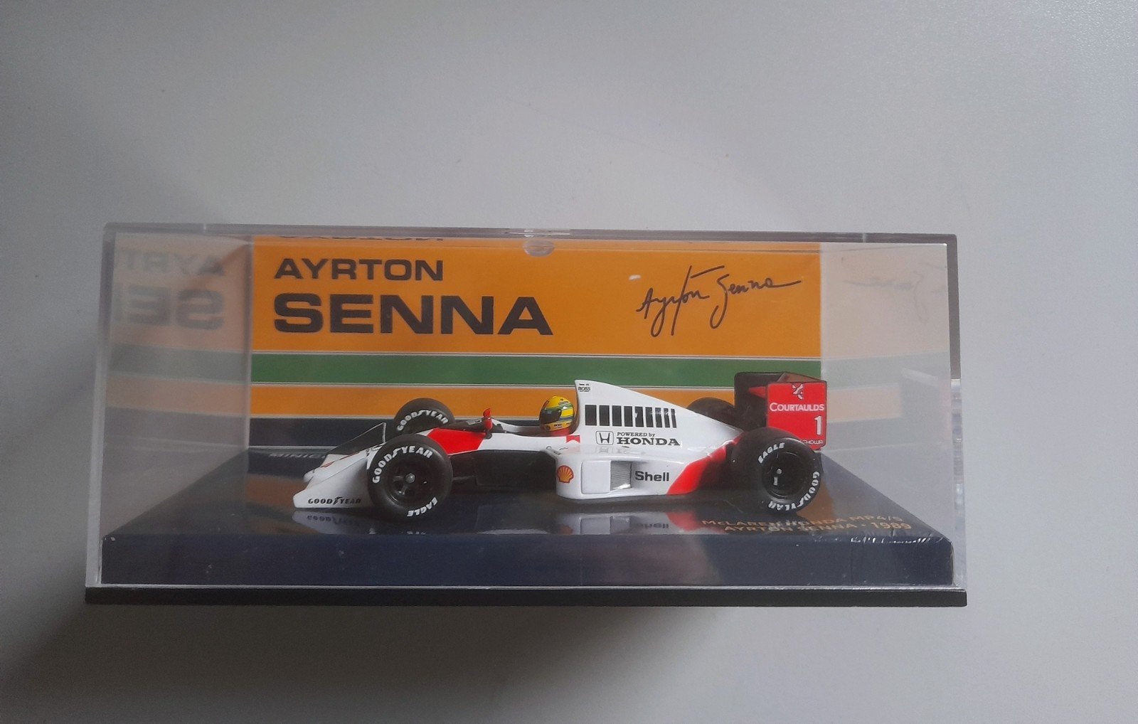 Ayrton Senna Mclaren MP4-5 Minichamps 1:43, Ophalen of Verzenden, Zo goed als nieuw, Auto, MiniChamps