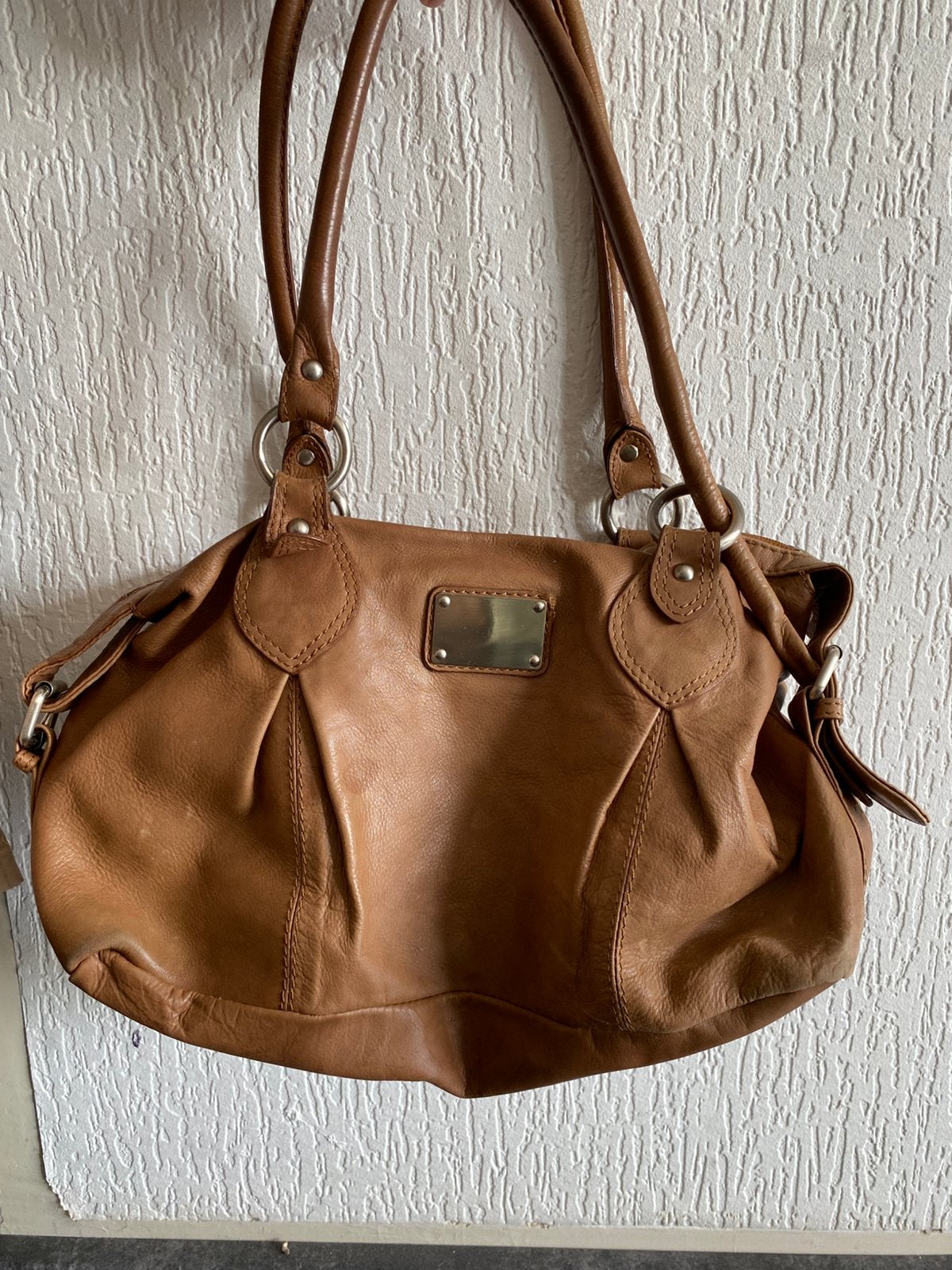 Vintage tas van echt leer, Ophalen of Verzenden, Zo goed als nieuw, Bruin, Schoudertasje