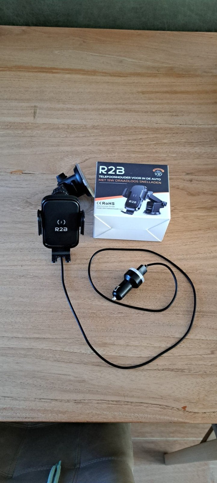 R2B Telefoonhouder Auto met 15W Draadloos Snelladen, Ophalen, Gebruikt, Auto