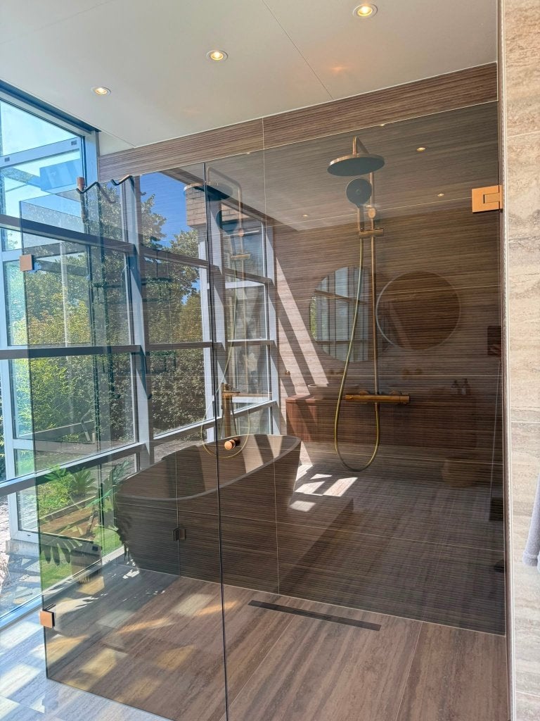Van Rijn douchedeur en zijwand rookglas brons NIEUW, Doe-het-zelf en Verbouw, Sanitair, Ophalen, Nieuw, Koper, Douche
