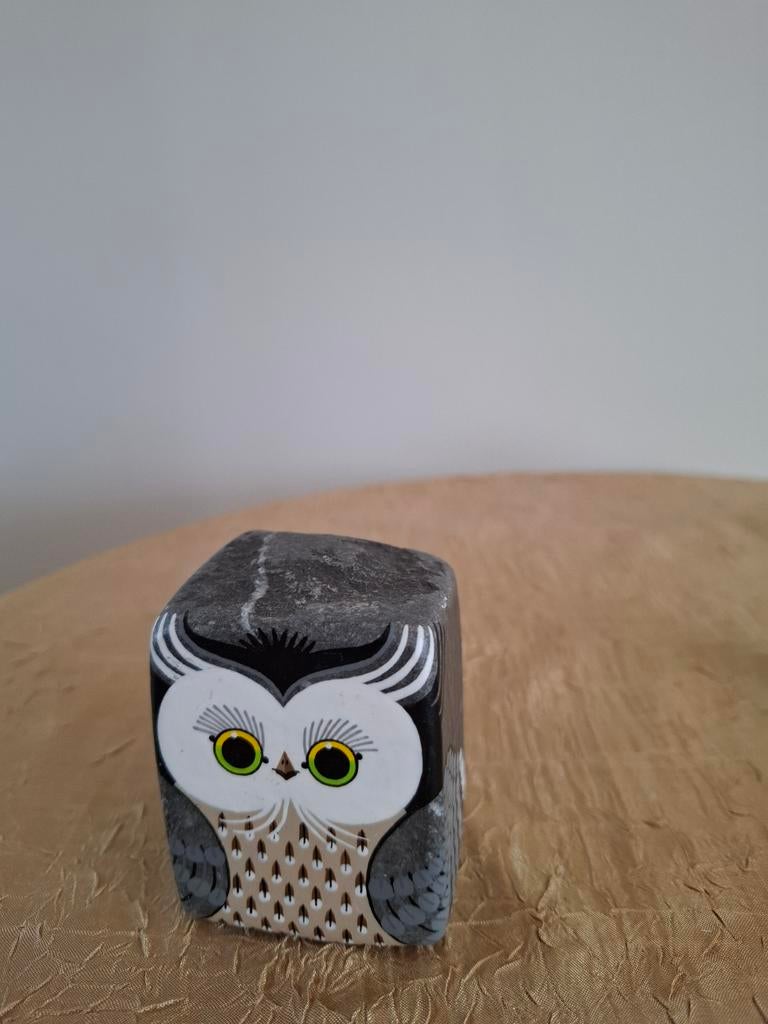Decoratieve Uil Steen - Handgeschilderd Beeldje, Ophalen of Verzenden, Zo goed als nieuw, Vogel, Beeldje of Figuurtje