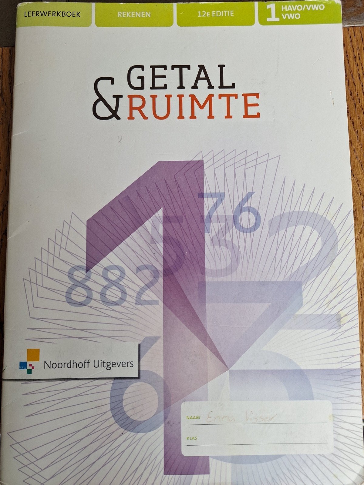 Getal & Ruimte 1 HAVO/VWO 12e editie - Rekenboek, Boeken, Ophalen of Verzenden, Gelezen, Noordhoff Uitgevers