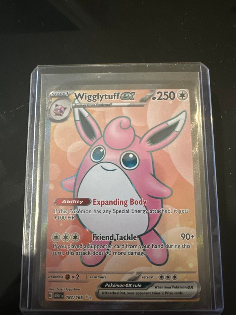 Wigglytuff ex 187/165 Pokémon kaart, Ophalen of Verzenden, Zo goed als nieuw, Losse kaart, Foil