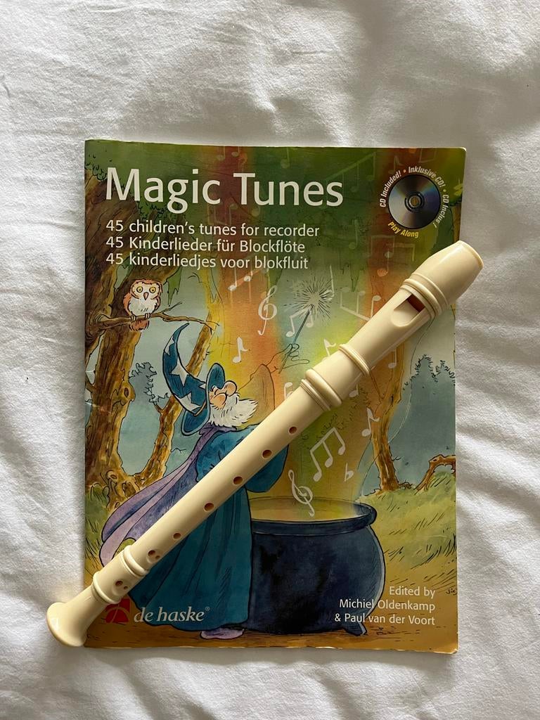 Blokfluit met Magic Tunes boek en CD, Muziek en Instrumenten, Blaasinstrumenten | Blokfluiten, Zo goed als nieuw, Sopraan of Sopranino