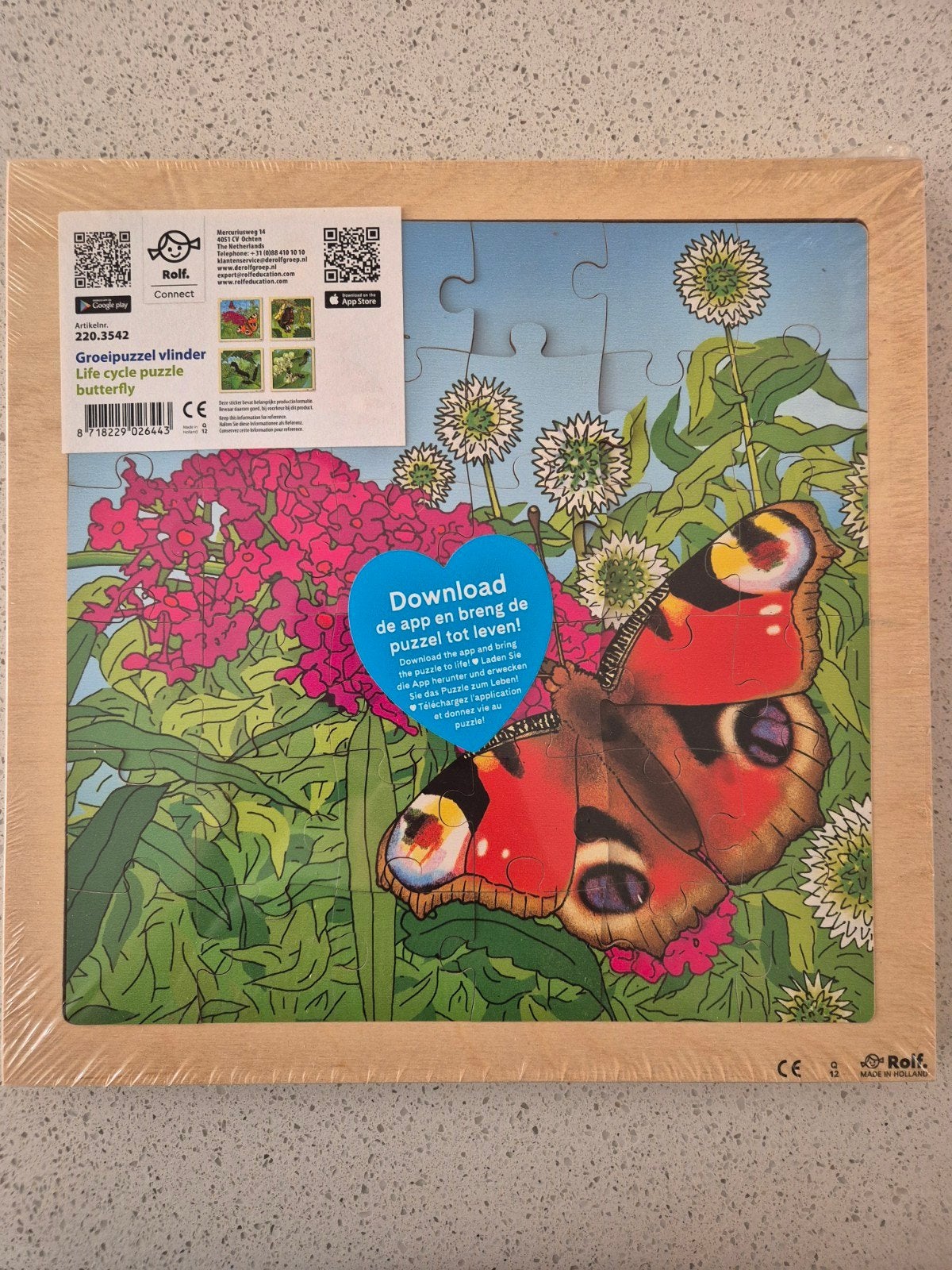 Rolf 4-lagen puzzel vlinder - Nieuw in plastic, Nieuw, Ophalen of Verzenden, Van hout, 4 tot 6 jaar