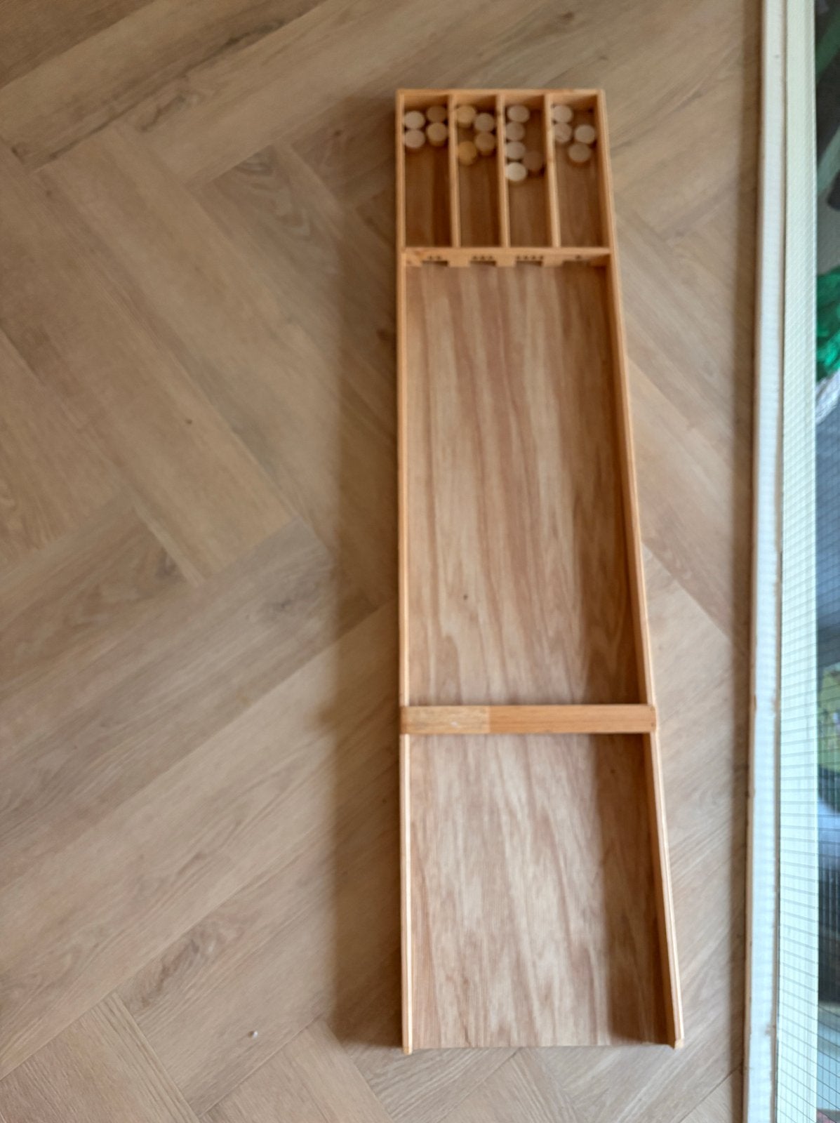 Houten Sjoelbak met schijven, Een of twee spelers, Ophalen, Zo goed als nieuw