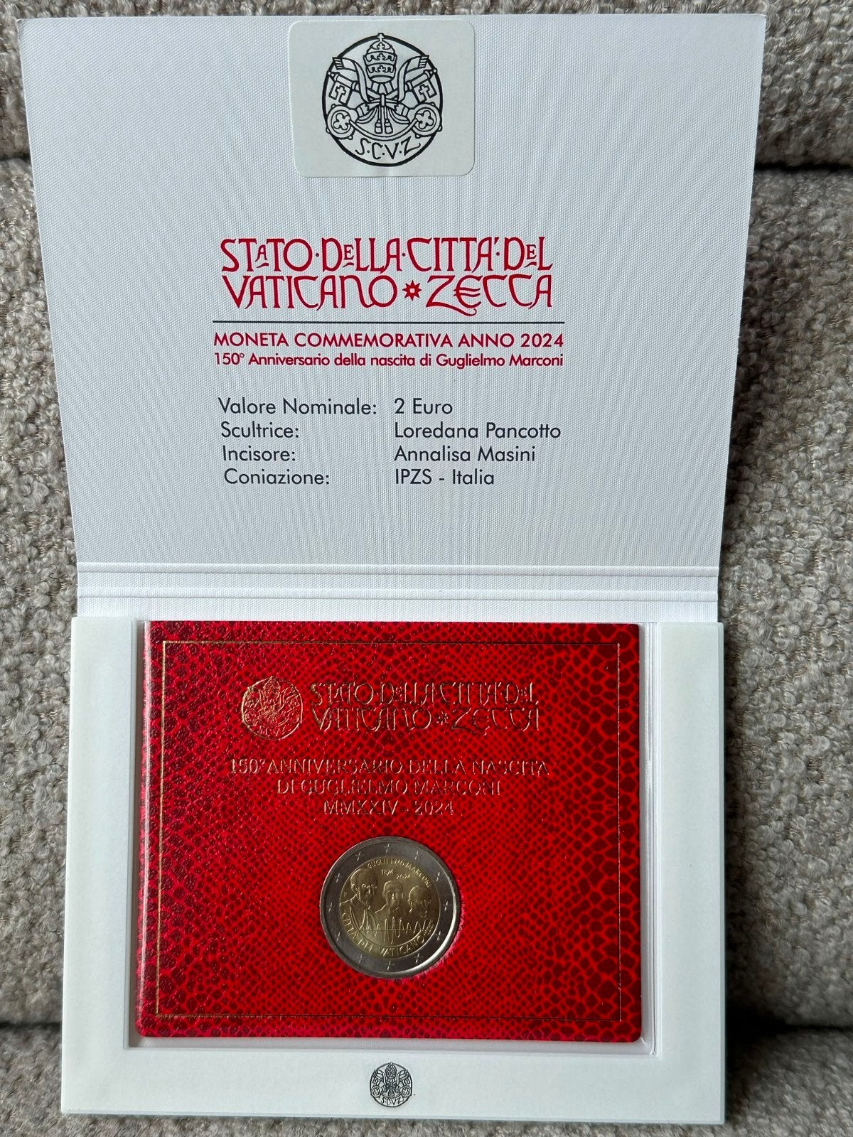 Vaticaan 2024 2 Euro BU Marconi, Verzenden, Vaticaanstad, 2 euro, Losse munt