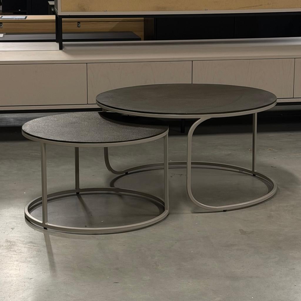 Moderne salon tafel taupe oud goed japandi set van 2, Zo goed als nieuw, Minder dan 100 cm, 25 tot 50 cm, 50 tot 100 cm