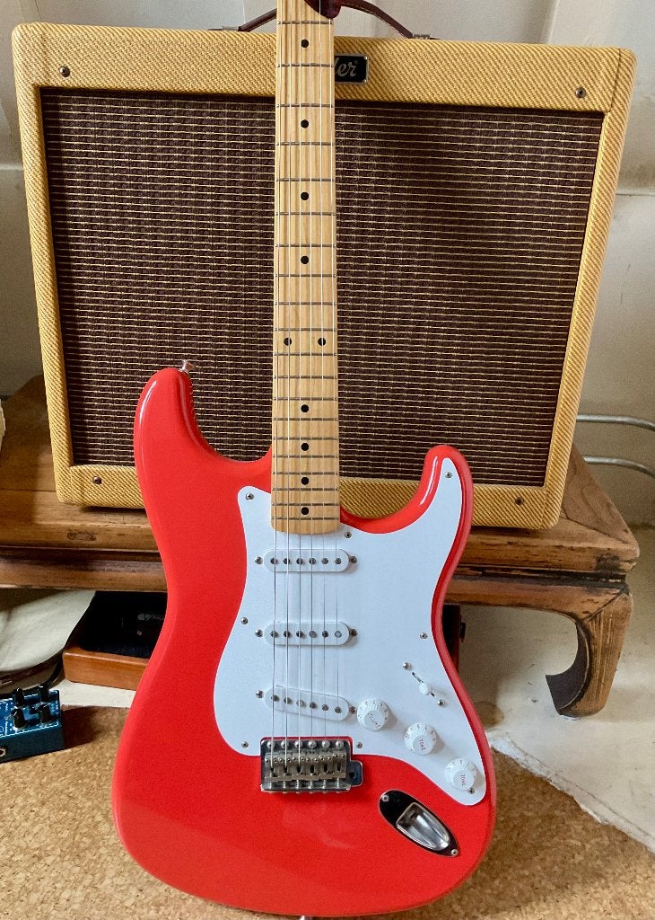 Fender Squier H B Marvin Stratocaster  1991 MIJ, Ophalen, Zo goed als nieuw, Solid body, Fender