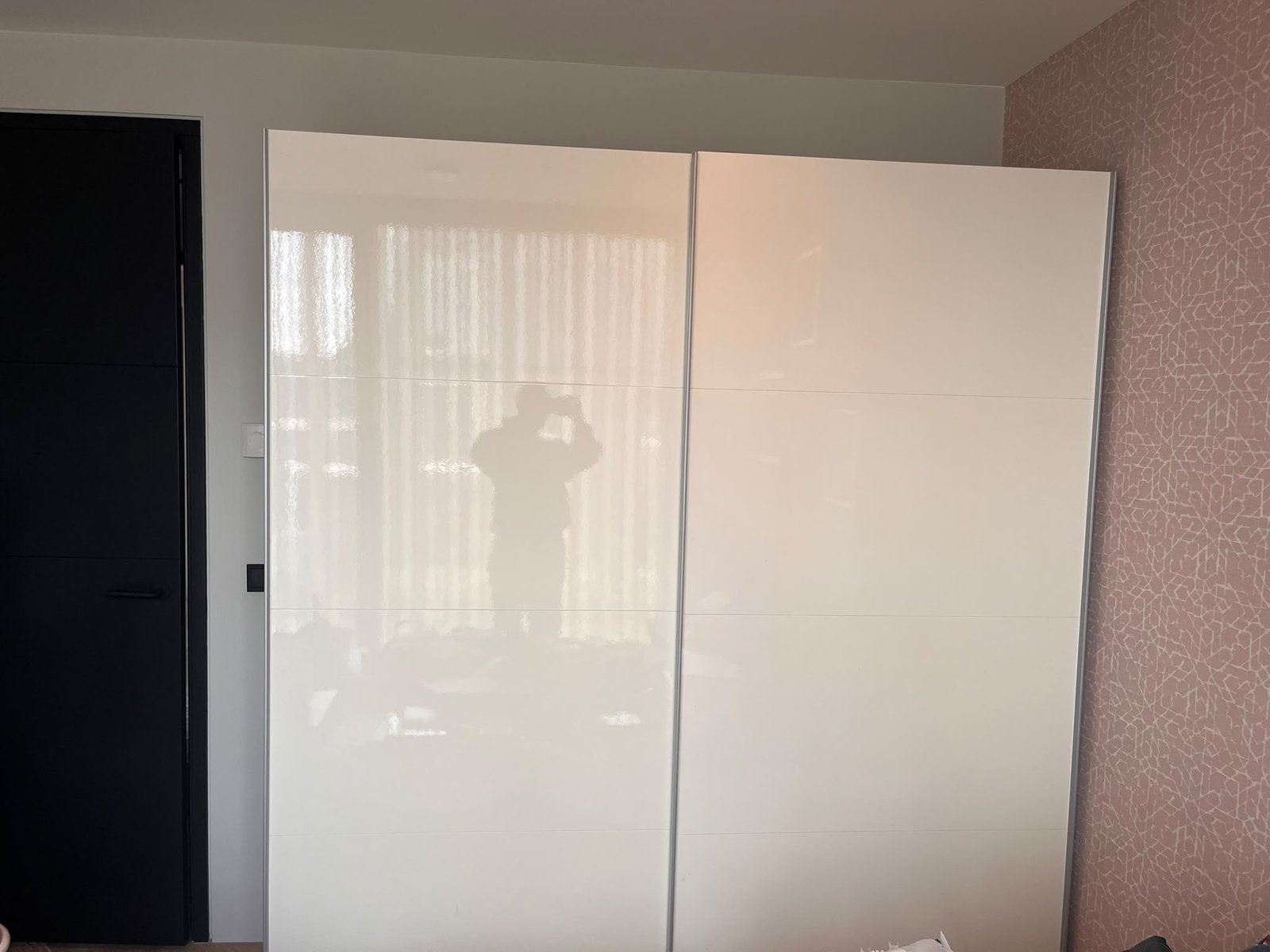 Witte kledingkast met schuifdeuren, Ophalen, Met deur(en), Gebruikt, 200 cm of meer