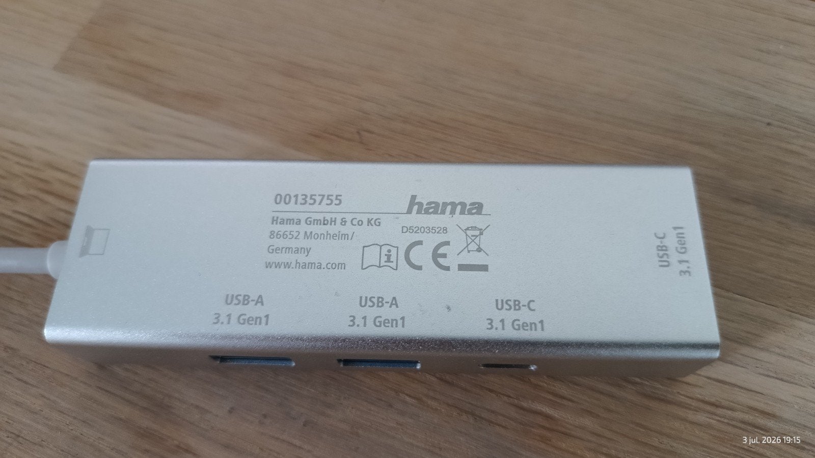 Hama USB-C Hub 3.1 Gen1 met 2x USB-A en 1x USB-C poort, Computers en Software, Ophalen of Verzenden