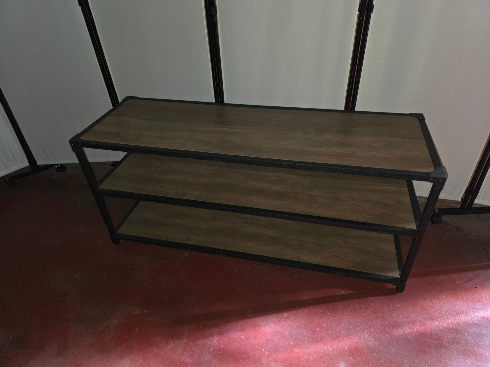 Robuust TV-meubel/Opbergrek met 3 mango planken, 100 tot 150 cm, Industrieel, Modern, Zo goed als nieuw, 25 tot 50 cm