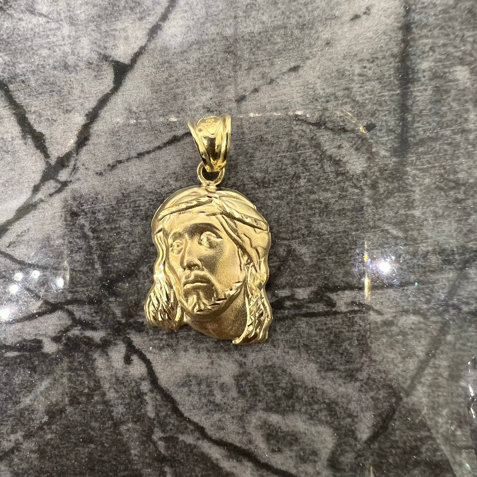 14 karaat gouden hanger Jezus gezicht kruis, Ophalen of Verzenden, Nieuw, Goud, Kruis of Symbool