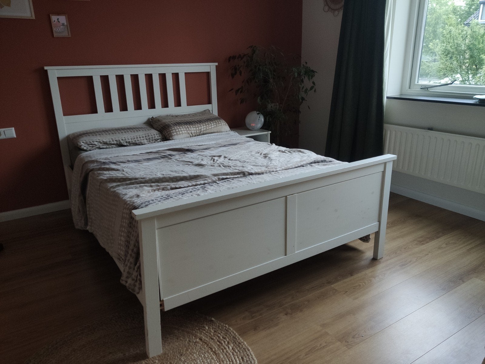 Wit tweepersoonsbed 140x200 met lattenbodem, Ophalen, Gebruikt, Wit, Tweepersoons