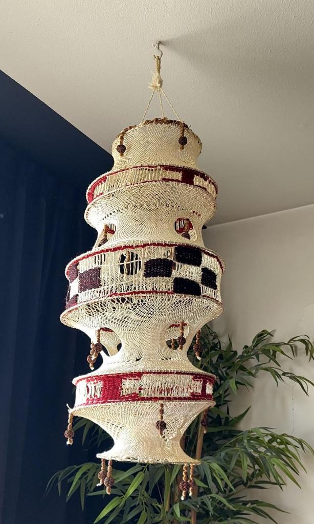 Macramé lampenkap - Jaren 60, Macramé, Rond, Ophalen of Verzenden, Zo goed als nieuw