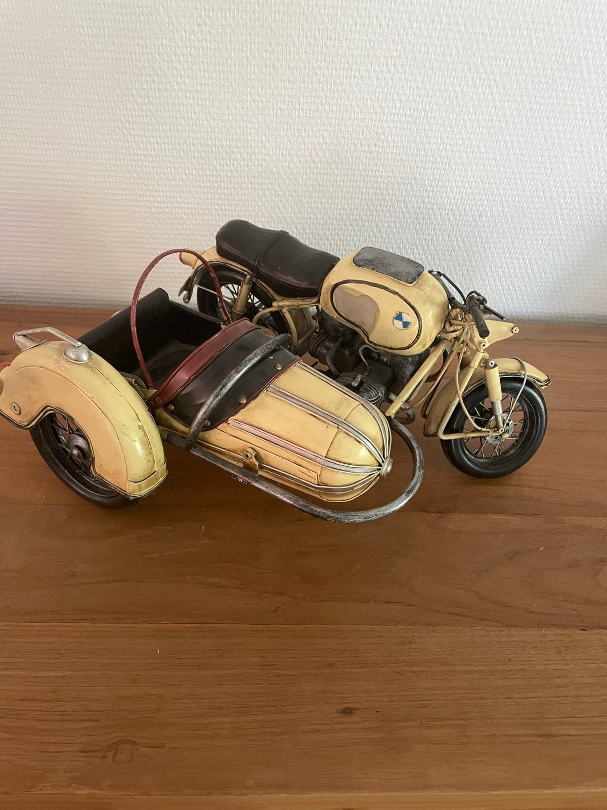 Vintage model motor met zijspan - 40x30cm, Overige merken, Gebruikt, Ophalen of Verzenden, Groter dan 1:32