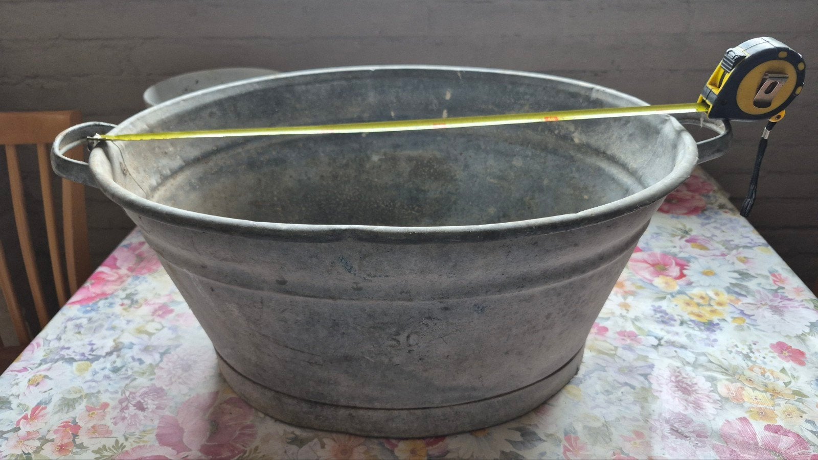 Grote vintage zinken teil / wasbak, Ophalen