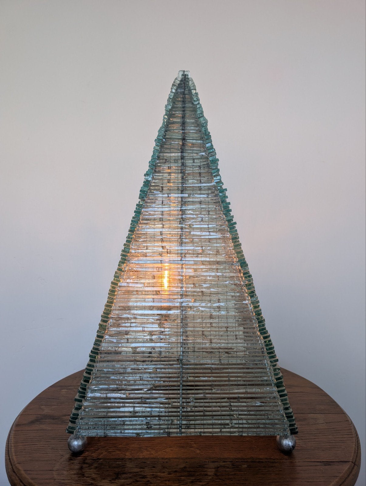 Prachtige glazen pyramide lamp - Jaren '70 Frankrijk, Ophalen of Verzenden