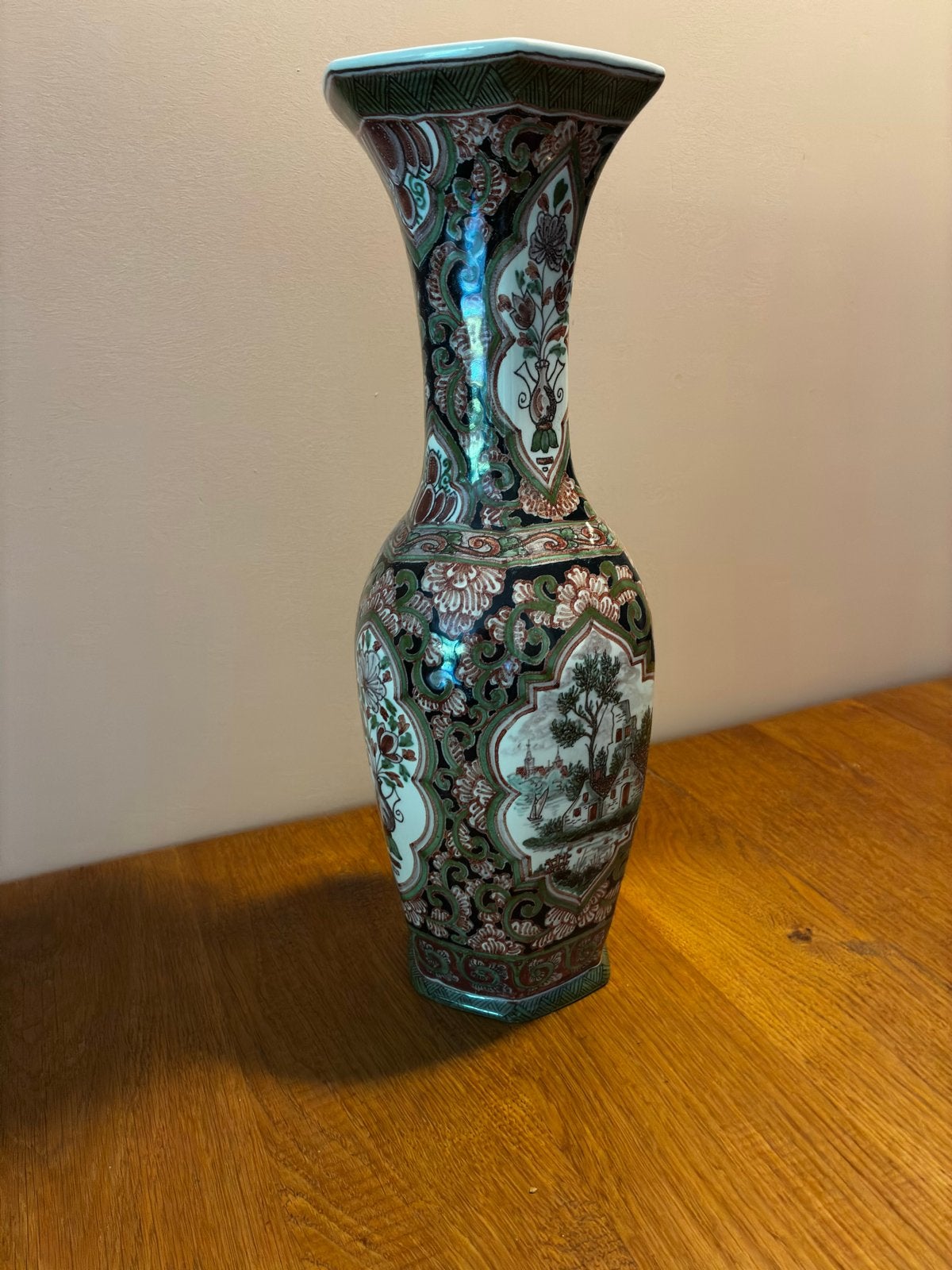 Zeskantige Vaas Tichelaar Makkum - 38 cm hoog, Ophalen
