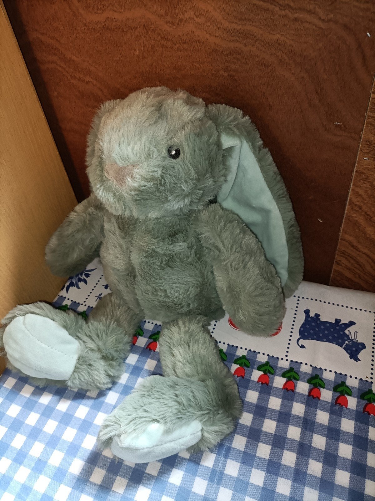 Action lief zacht konijn knuffel groen 38 cm groot, Ophalen of Verzenden, Zo goed als nieuw, Konijn