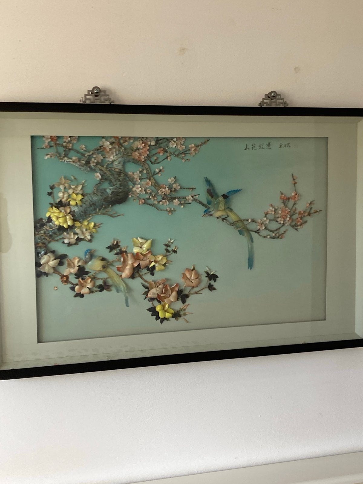 Prachtig  Chinees 3D-glas kunstwerk: Bloesem en vogels, Ophalen of Verzenden