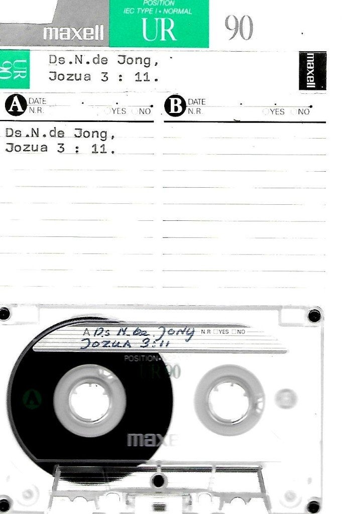 Ds. N. de Jong - 2 Preekcassettes Hand. 12: 5 / Jozua 3: 11, Gebruikt, 2 t/m 25 bandjes, Ophalen of Verzenden, Voorbespeeld