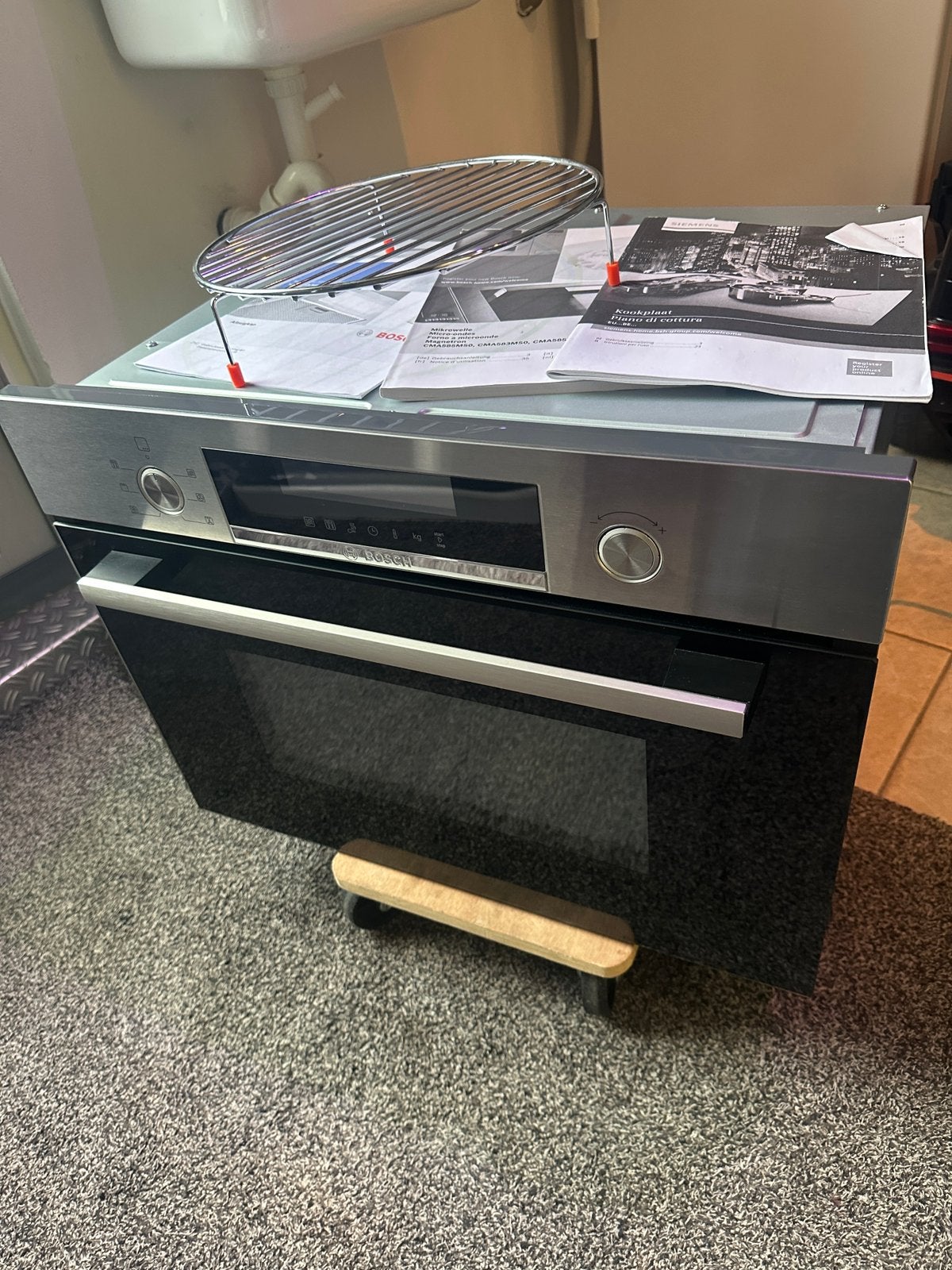 Bosch inbouw combi magnetron grill werkend te zien rvs, Witgoed en Apparatuur, Ophalen, Minder dan 45 cm, 60 cm of meer, Bosch