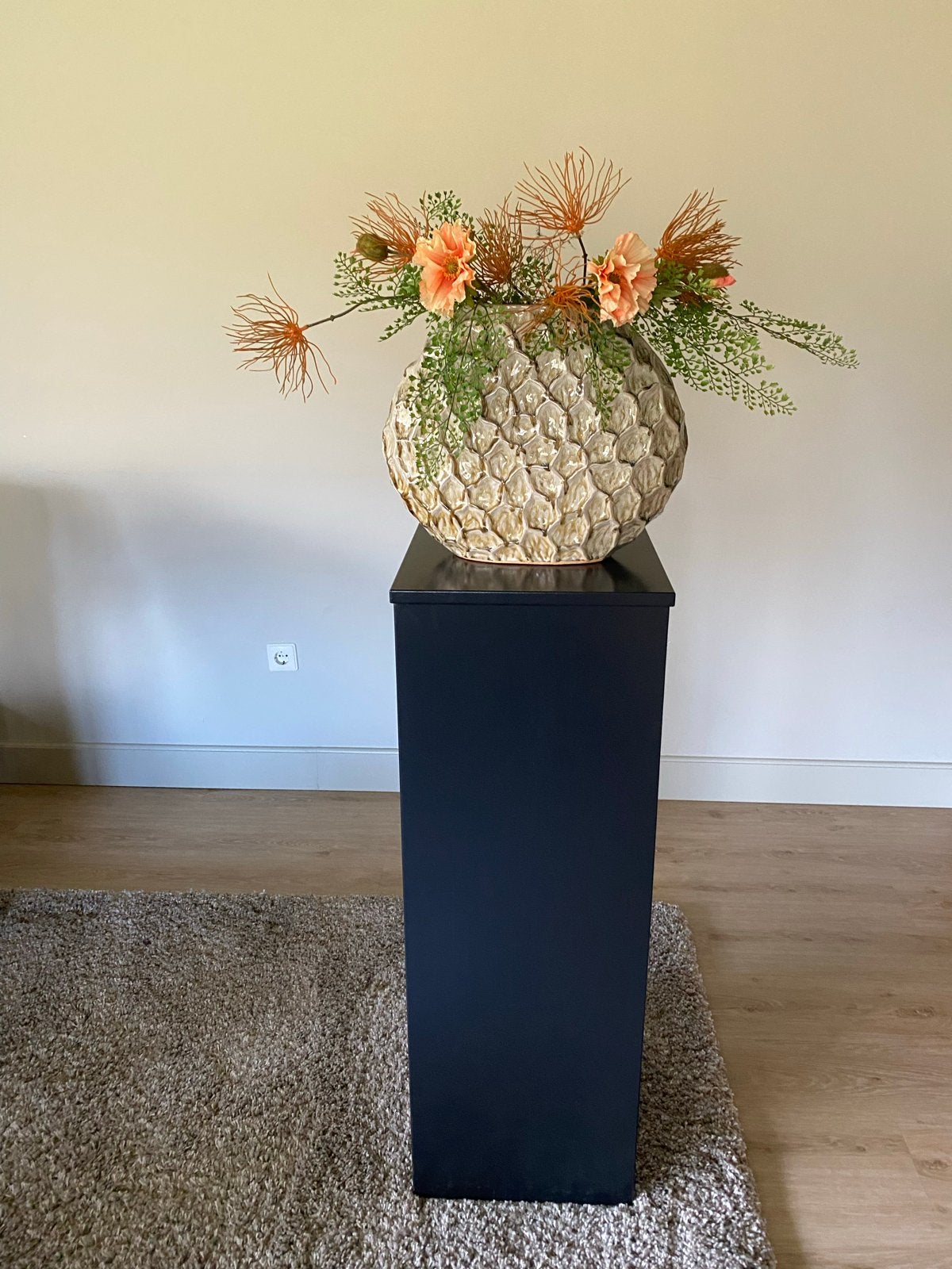 Zwarte Zuil - Decoratieve Sokkel voor Bloemen/Lamp, Ophalen, Zo goed als nieuw