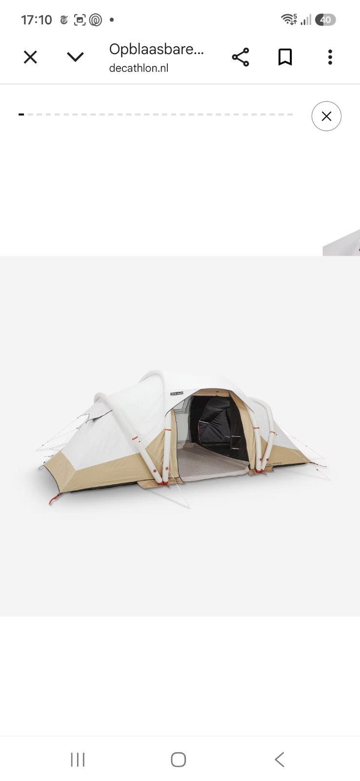 Zgan tent Decathlon Quechua Air Seconds 4.2 fresh en black, Ophalen, Zo goed als nieuw, Tot en met 4