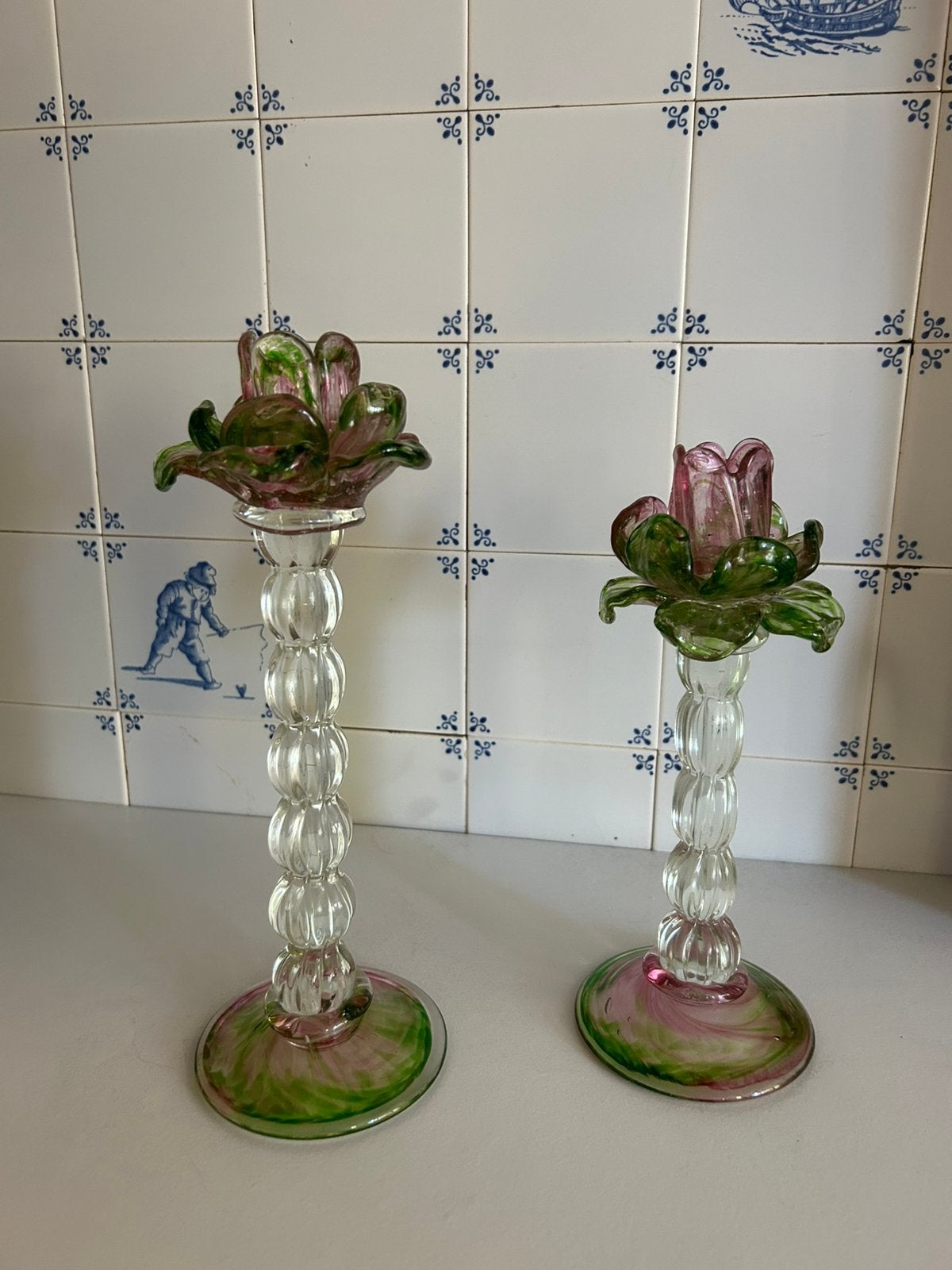 Vintage Murano Italiaanse kandelaars, Ophalen of Verzenden, Glas