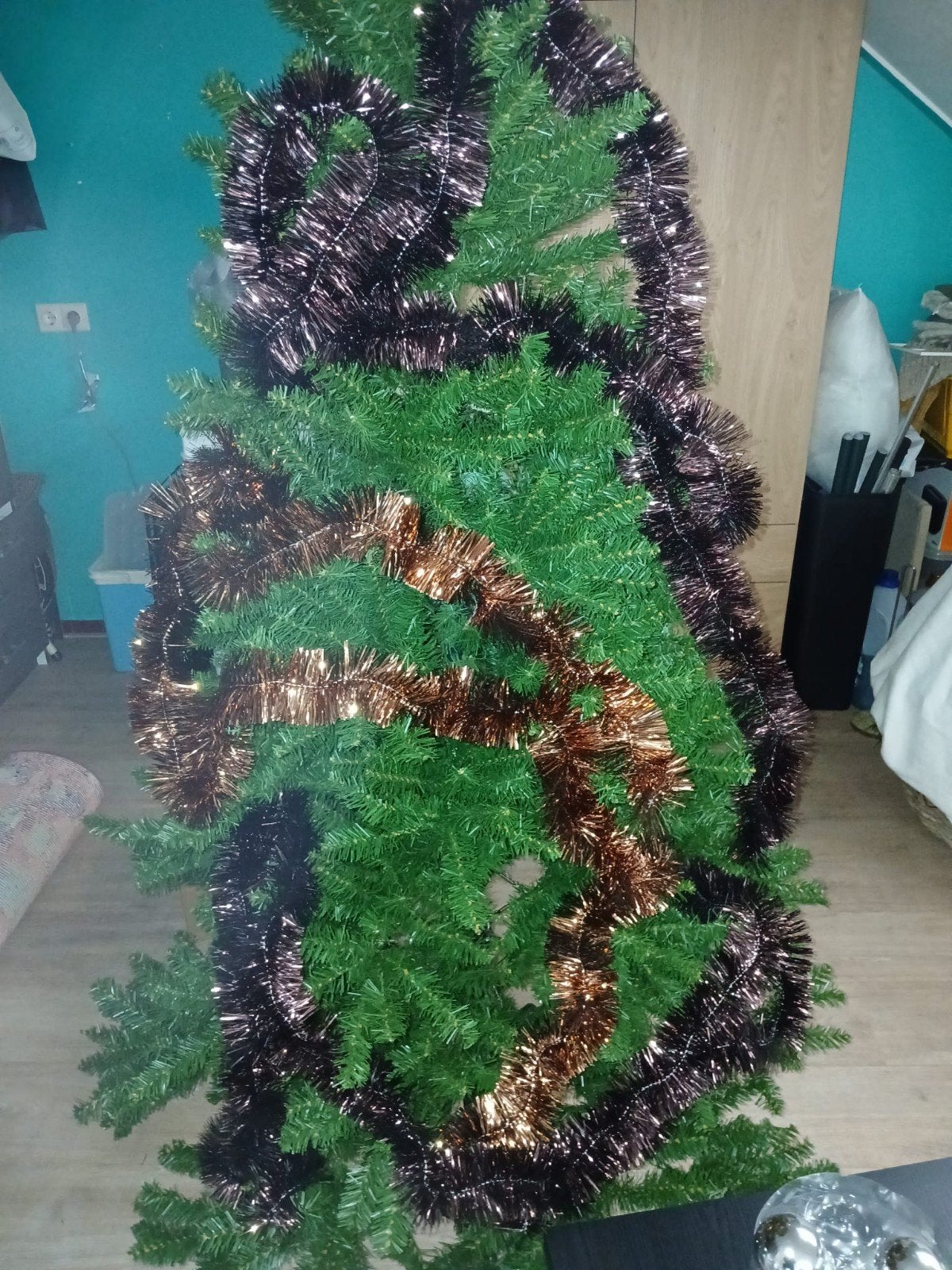 complete kunst kerstboom met versiering, Ophalen, Zo goed als nieuw