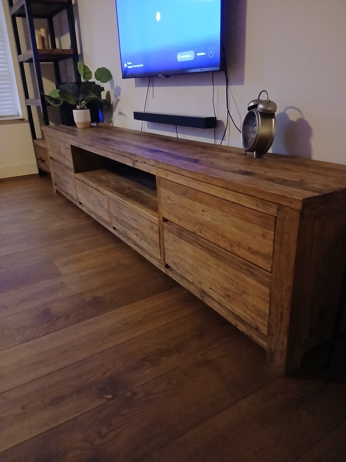 Designer TV-meubel met veel opbergruimte en 6 lades, Ophalen, Modern, Robuust, Zo goed als nieuw, 200 cm of meer