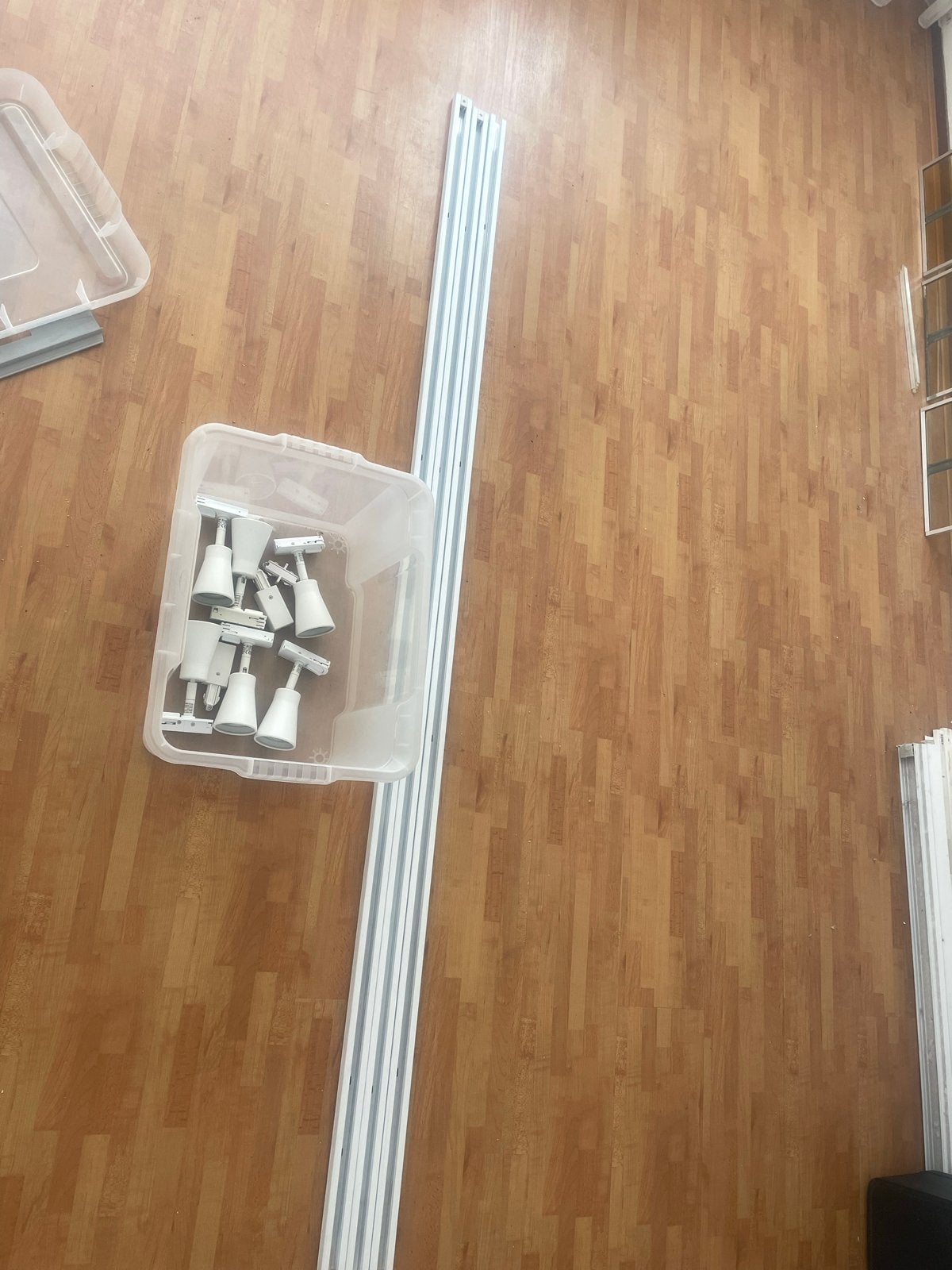 Dimbare LED railspots 220V - 3x 200cm rails, 6 spots, Ophalen, Gebruikt, GU10, Dimbaar