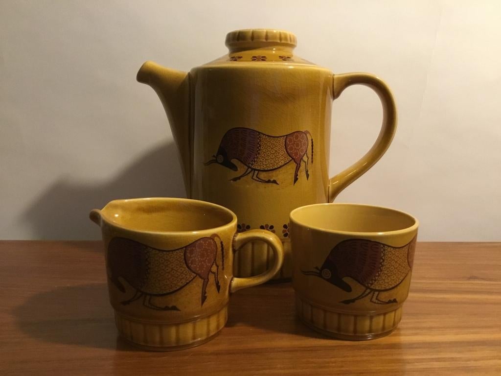 Vintage Royal Worcester Palissy “Taurus” thee/koffieset 1970, Antiek en Kunst, Ophalen of Verzenden