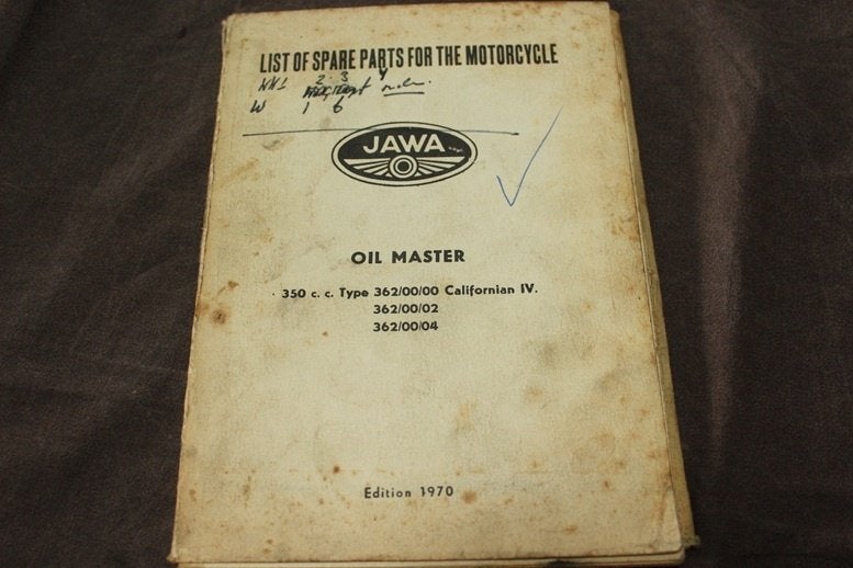 Jawa 350 Oilmaster Californian IV 1970 motorcycle parts list, Ophalen of Verzenden, Overige merken