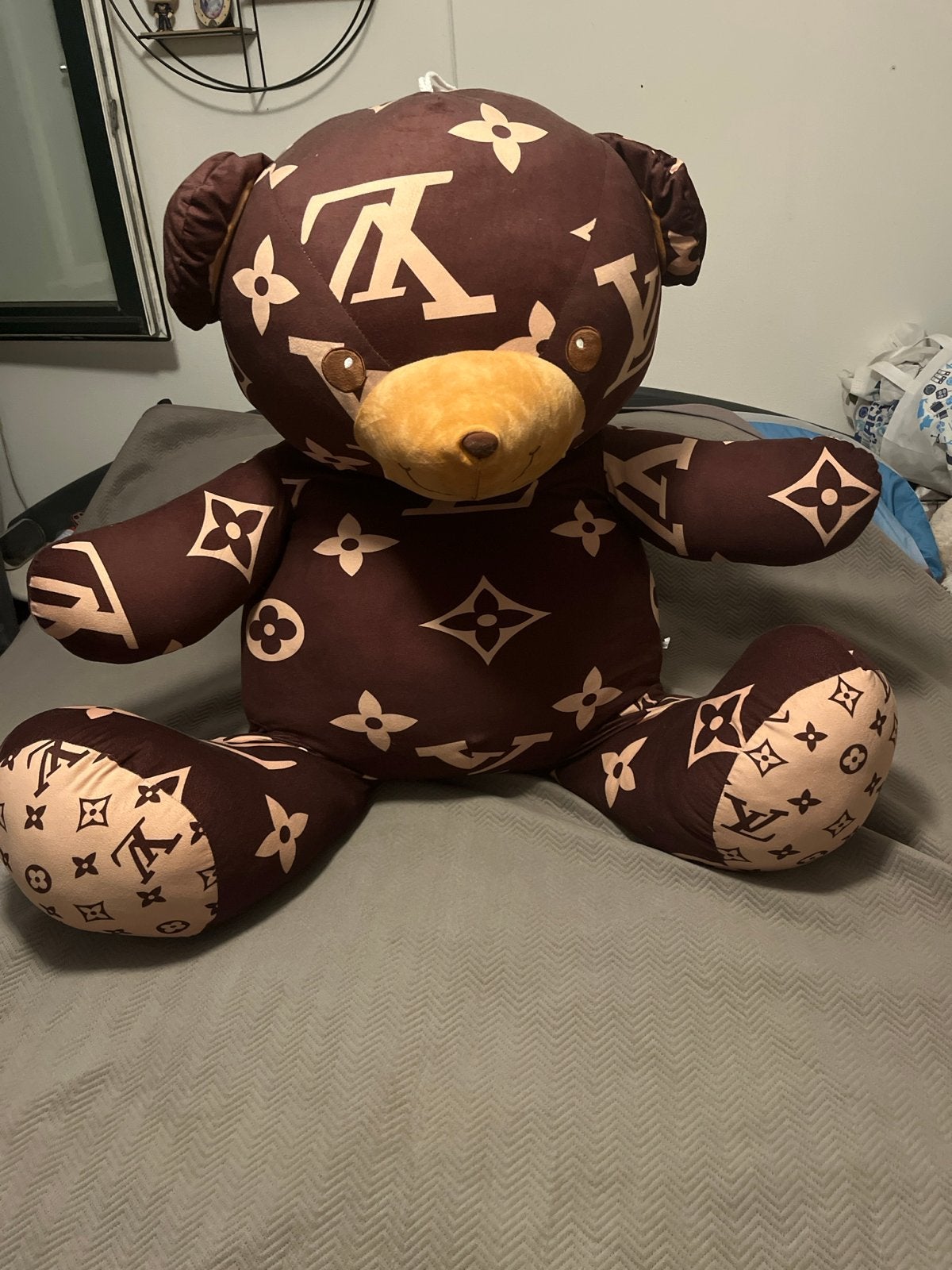 Grote Louis Vuitton Stijl Knuffelbeer - Uniek Design, Ophalen, Overige merken, Overige karakters, Beer