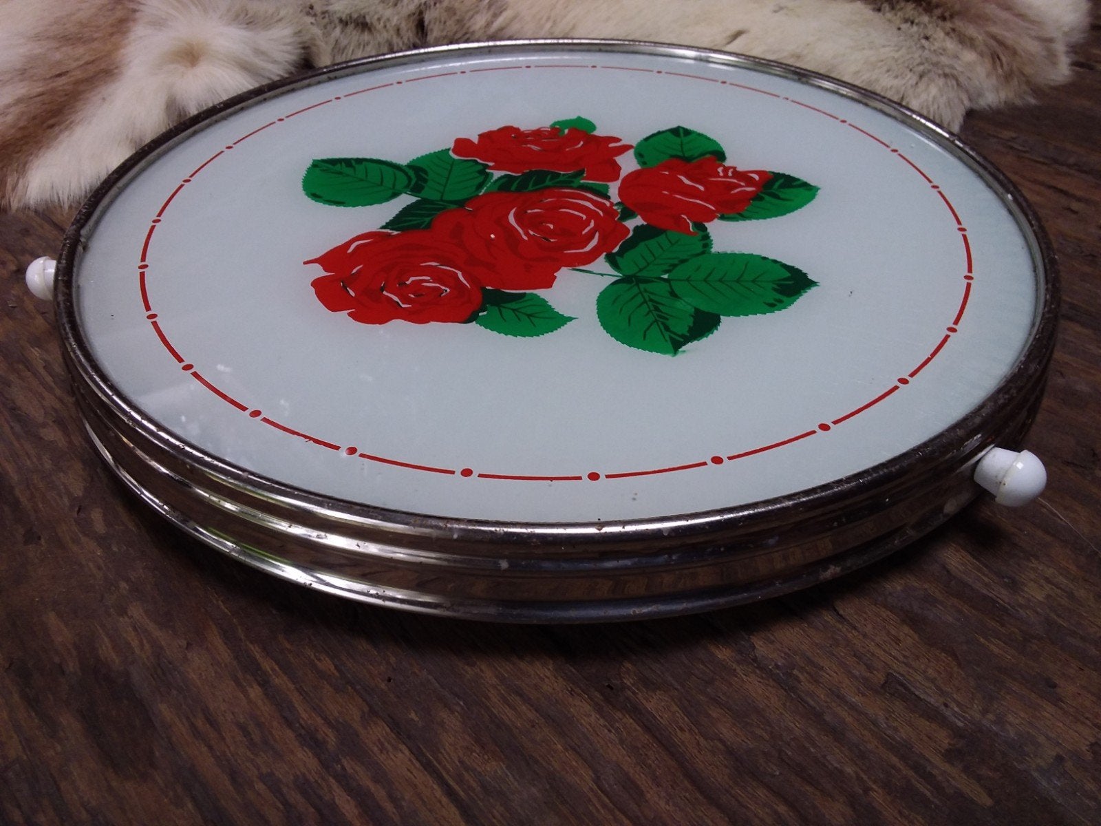 Vintage Draaiplateau met Rozen Decoratie, Ophalen of Verzenden, Huis en Inrichting