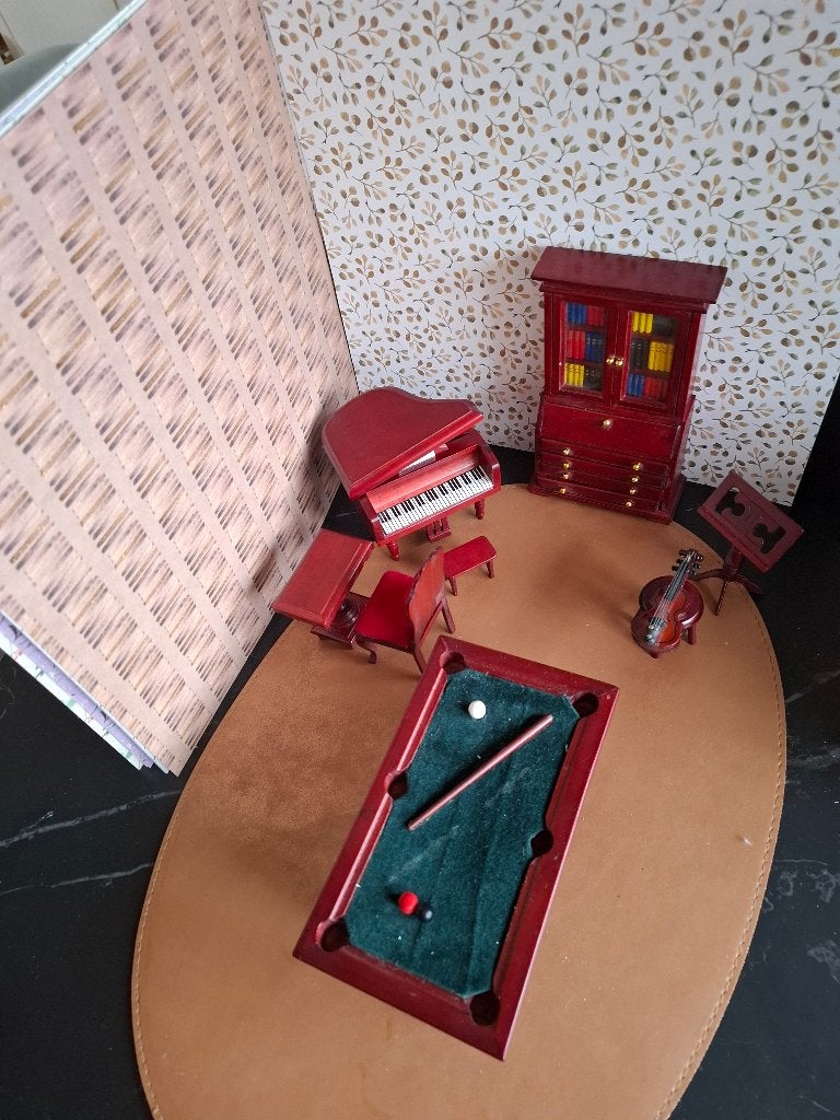 meubels poppenhuis vintage - Muziek en Biljartkamer, Ophalen, Zo goed als nieuw, Poppenhuis