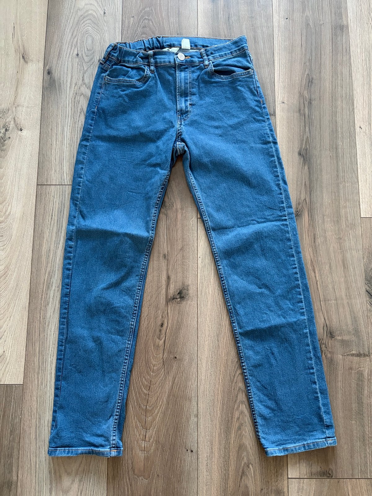 H&M slimfit jeans met verstelbare tailleband maat 170, Kleding | Dames, Ophalen of Verzenden, Zo goed als nieuw, Blauw