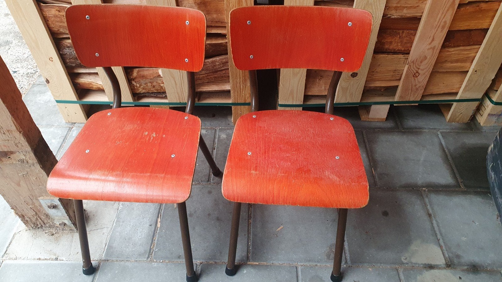 2x Retro Schoolstoeltjes - Zithoogte 38cm, Ophalen