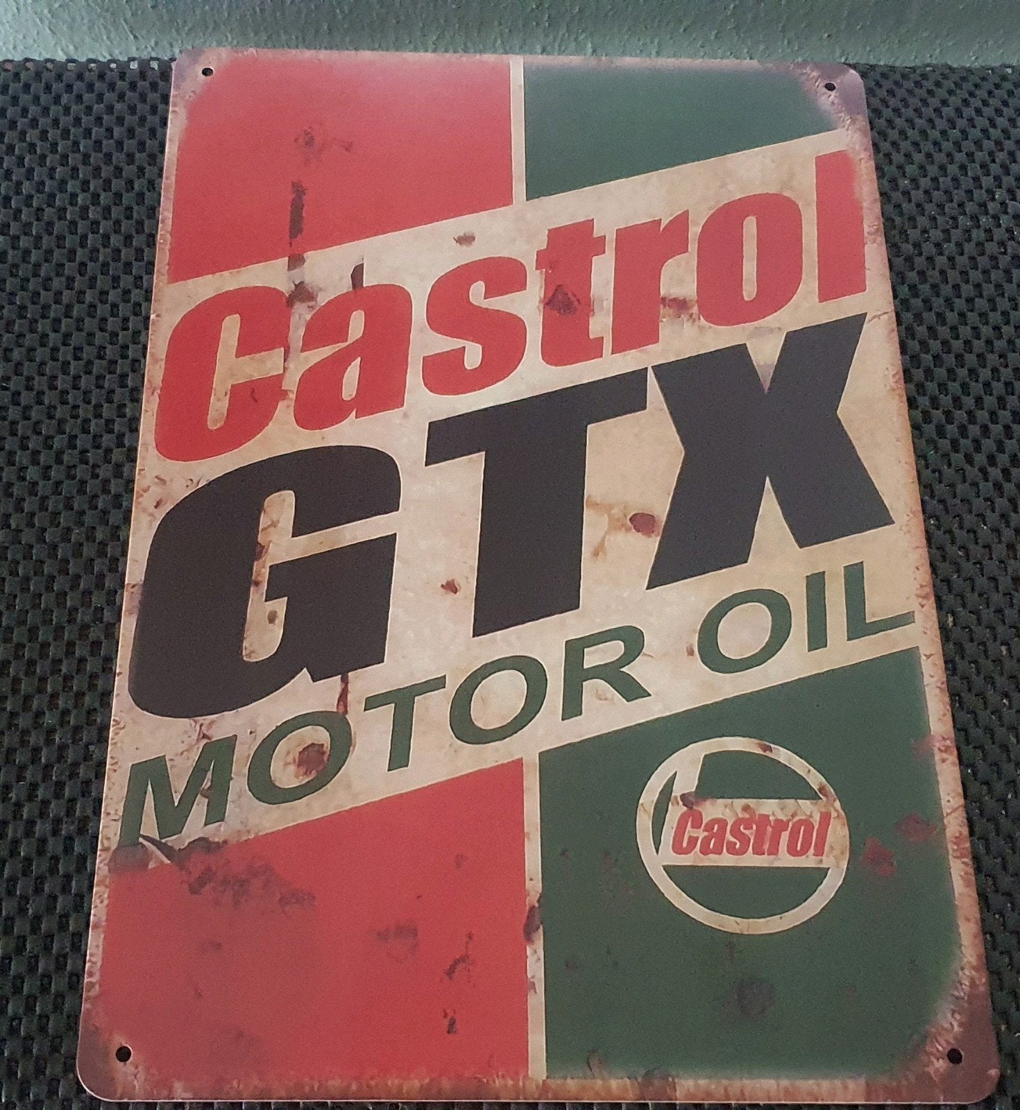 Castrol GTX Motor Oil wandbord 30x20 cm, Ophalen of Verzenden, Nieuw, Reclamebord
