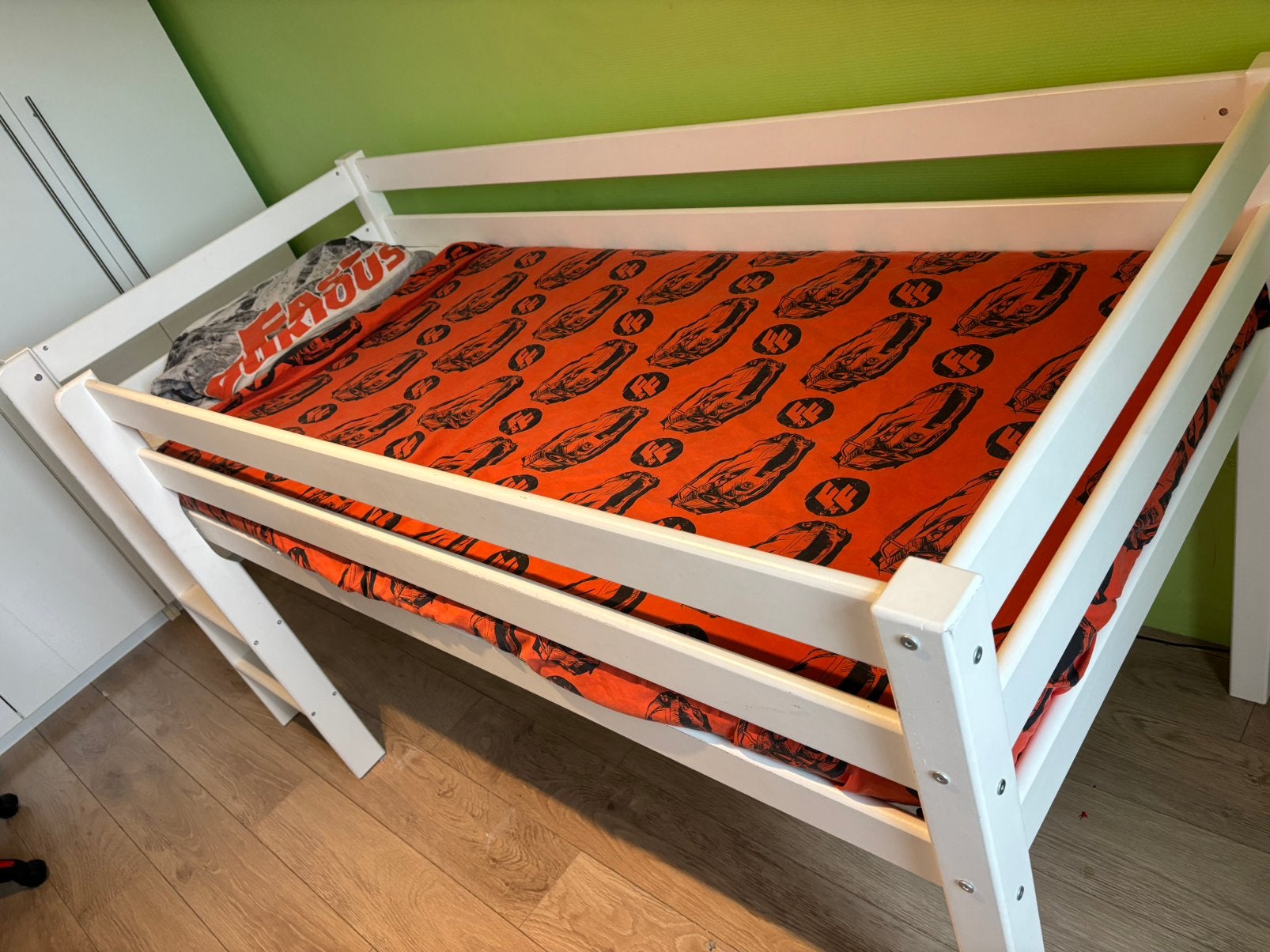 Witte halfhoogslaper / juniorbed 90x200 cm, Ophalen, Gebruikt, Halfhoogslaper