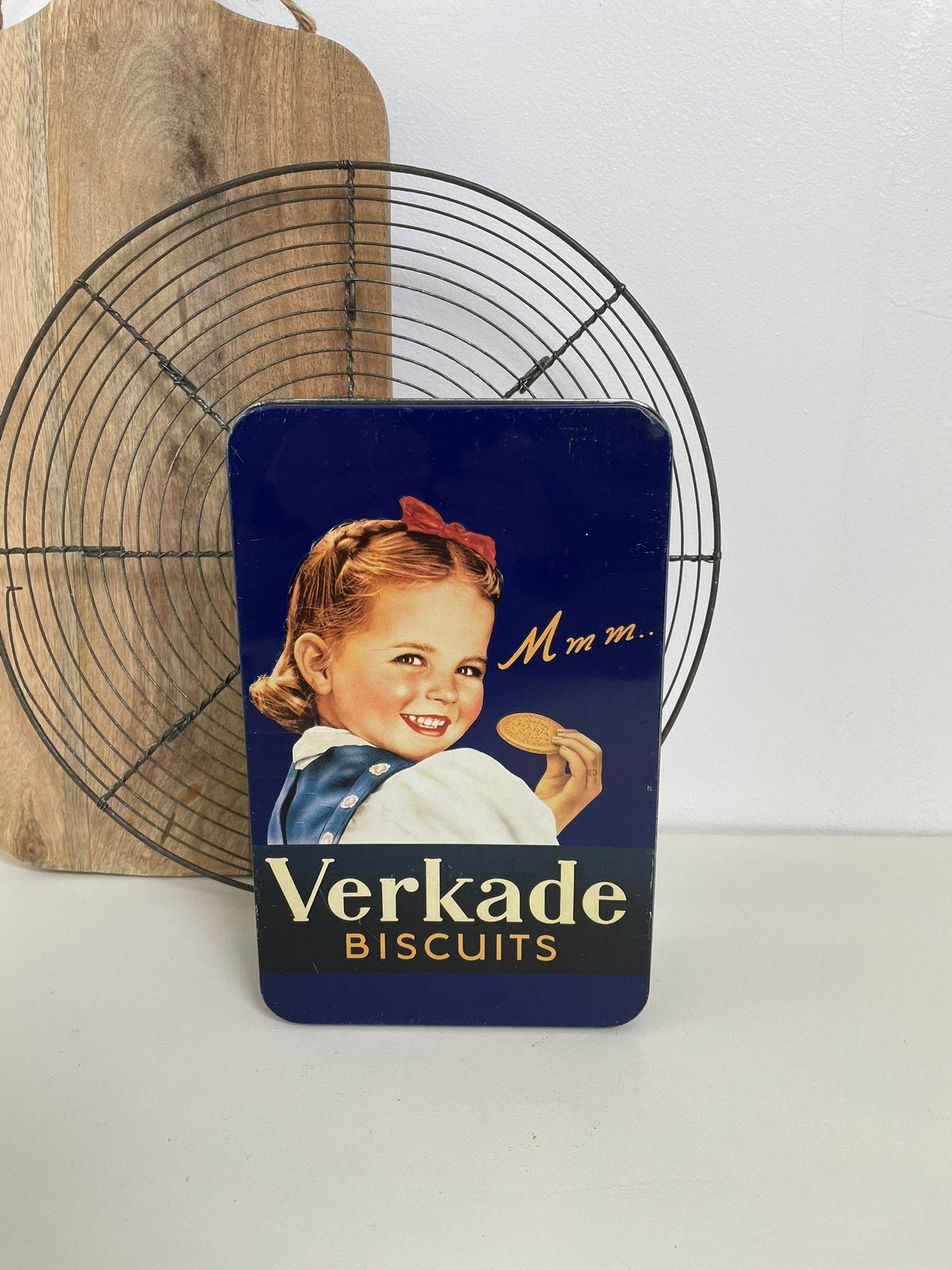 Vintage Verkade biscuits blik, Ophalen of Verzenden, Zo goed als nieuw, Koek(jes), Verkade