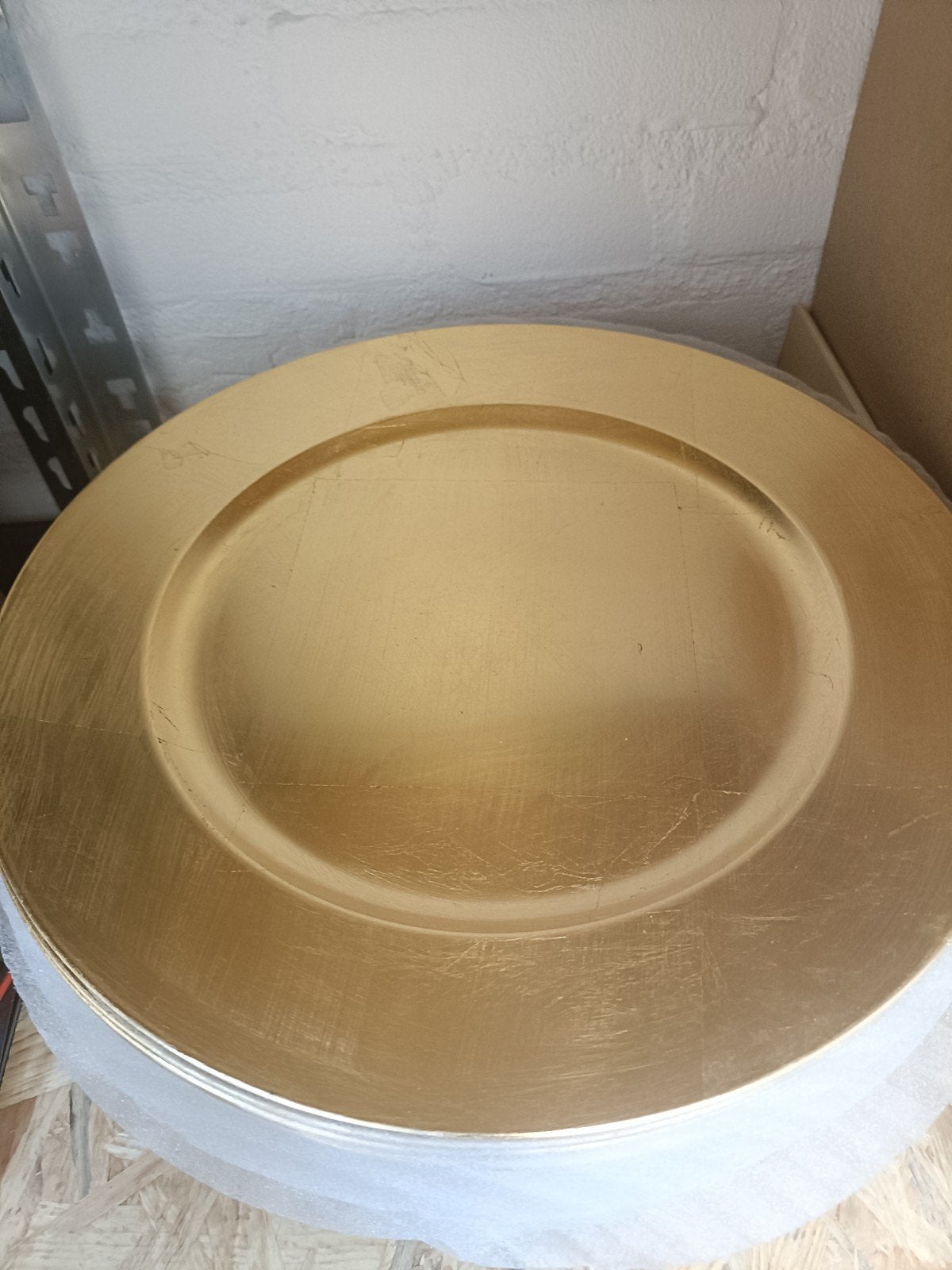 9x Goudkleurige Plastic Schalen - 33cm, Ophalen, Kunststof, Schaal, Rond