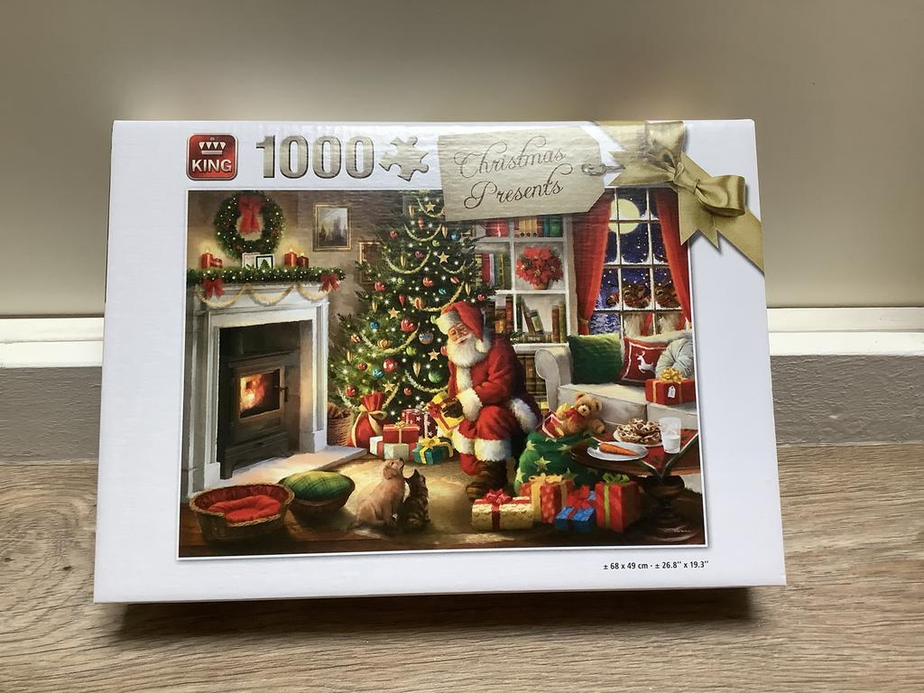 Kerst puzzel 1000 stukjes - King Christmas Presents, Ophalen of Verzenden, 500 t/m 1500 stukjes, Zo goed als nieuw, Legpuzzel
