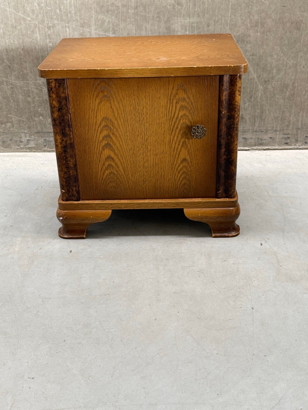 Antiek Art Deco Nachtkastje Bijzettafel Hout Marmer, Antiek en Kunst, Ophalen of Verzenden