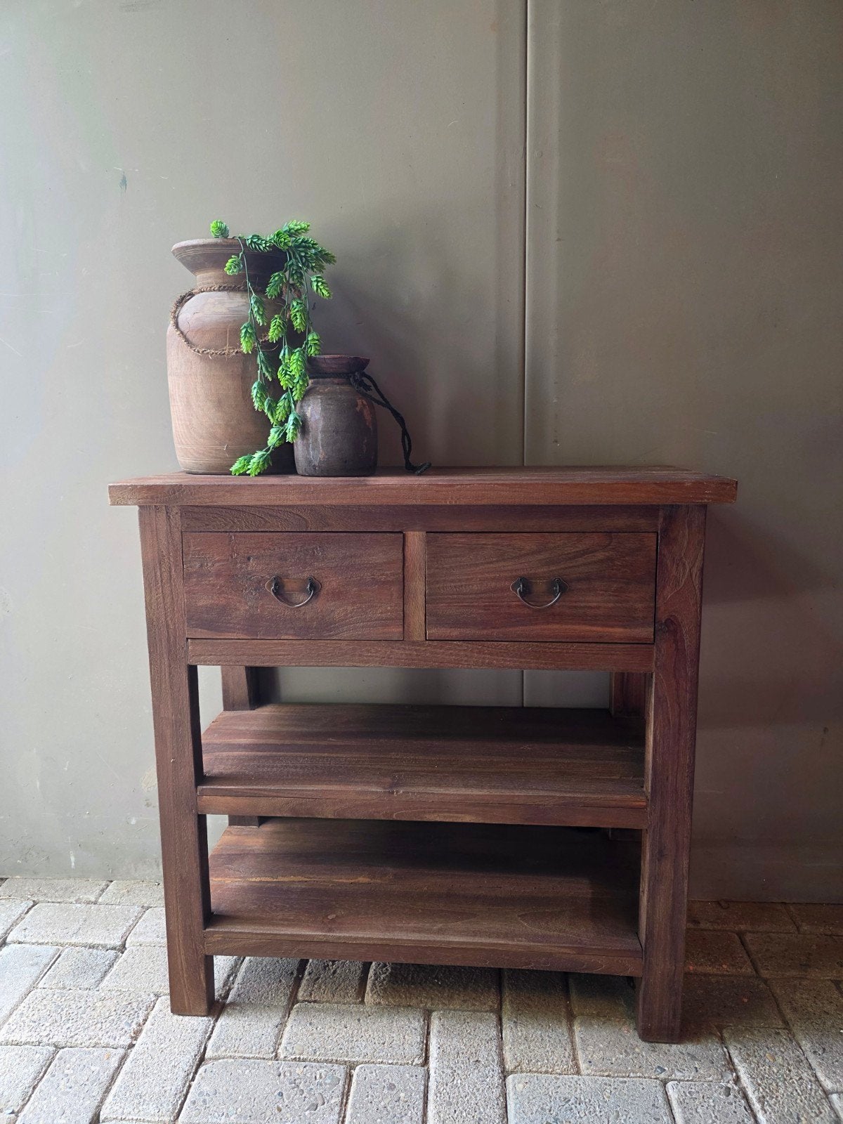 Nieuwe Kleine sidetable gerecycled teakhout bezorgen mogelij, Ophalen of Verzenden, Nieuw, 25 tot 50 cm, Teakhout