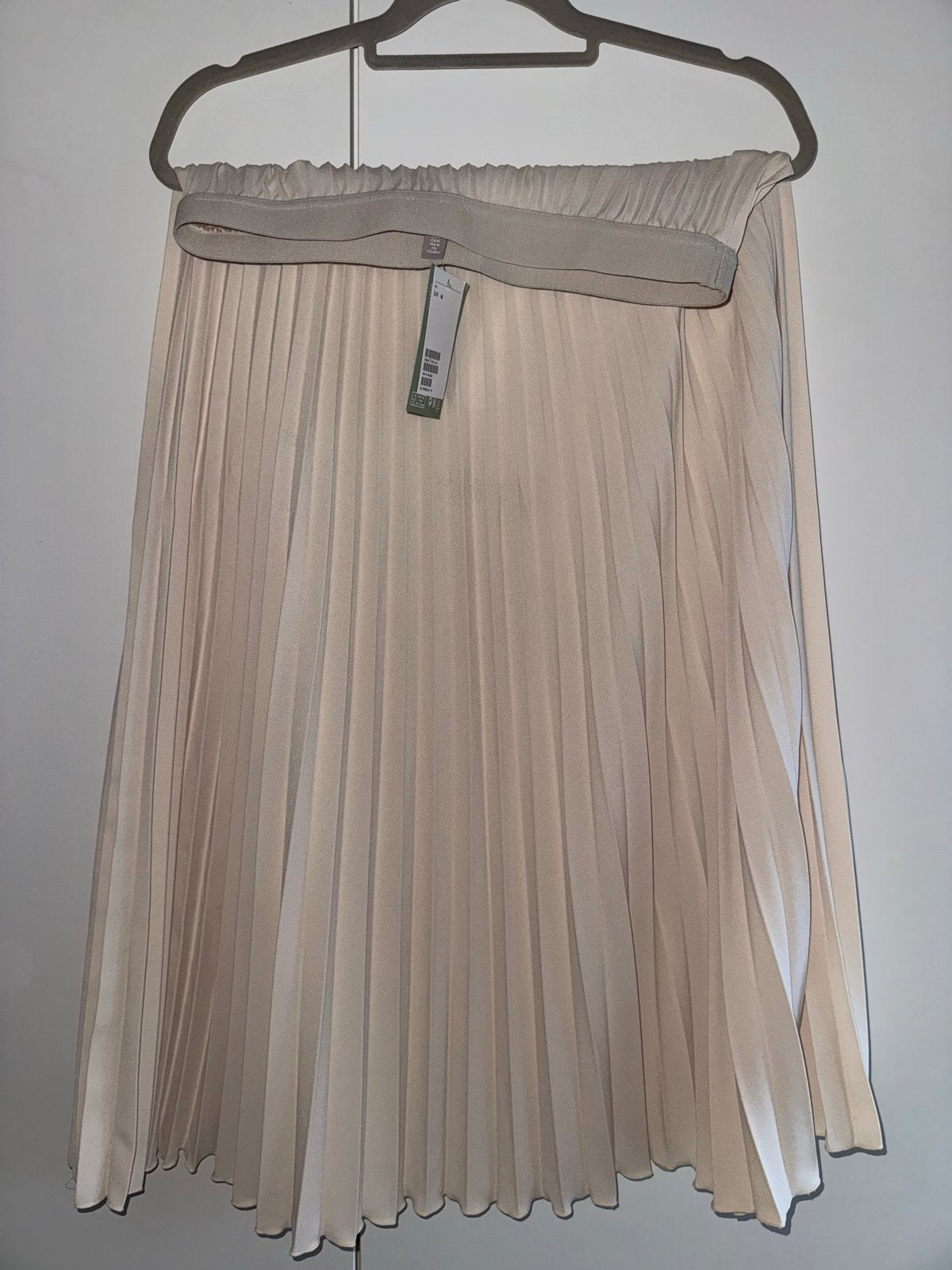 H&M Nieuwe geplooide midi rok - Maat M, Kleding | Dames, Rokken, Maat 38/40 (M), Beige, Nieuw, Ophalen of Verzenden